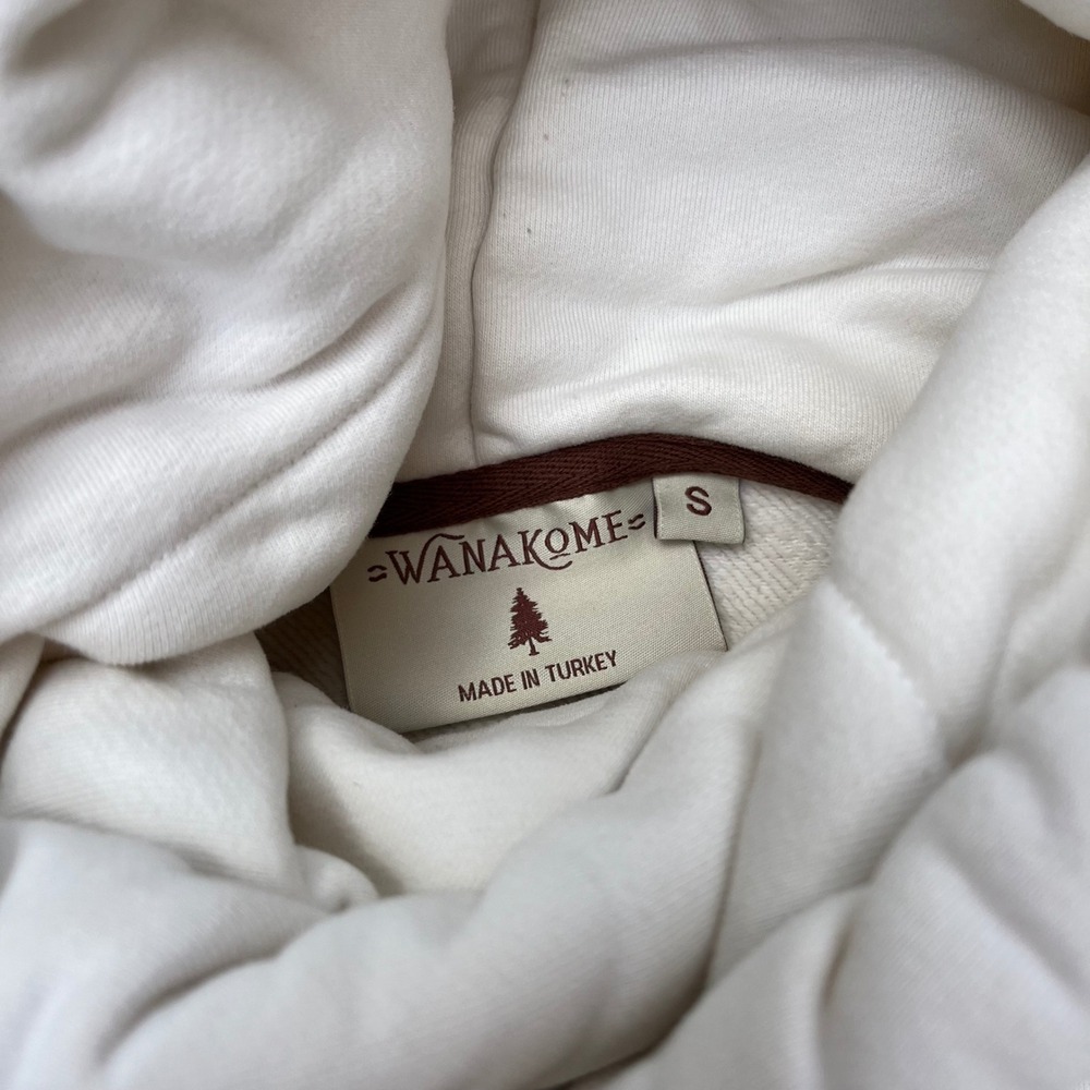 Wanakome Hooded Sweatshirt Selene Hoodie Ivory Gray Olive Green Small - Picture 6 of 6